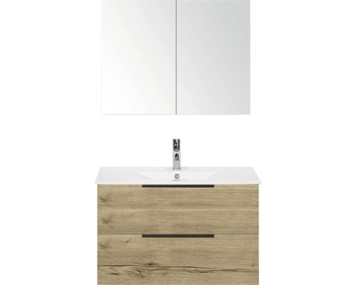 Combinaison de lavabo avec armoire de toilette, lavabo, robinet et meuble sous-vasque