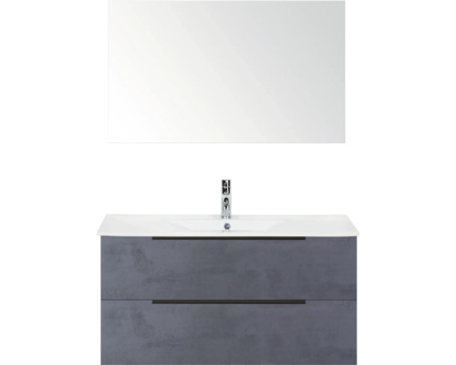 Combinaison de lavabo avec lavabo, meuble bas et miroir pour la salle de bain