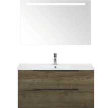 Waschtisch mit Waschbecken, Wasserhahn und Spiegel