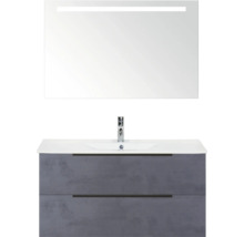 Waschtisch mit Unterschrank und beleuchtetem Spiegel