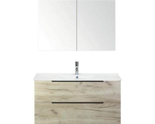 Badezimmermöbel Set mit Spiegelschrank, Waschbecken und Unterschrank