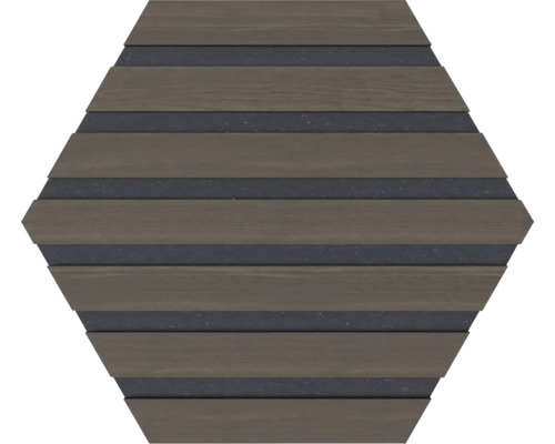 Lame de terrasse hexagonale en WPC avec structure en bois