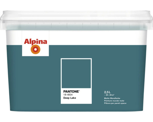 Peinture murale Alpina, finition mate, teinte Deep Lake, pot de 2,5 litres