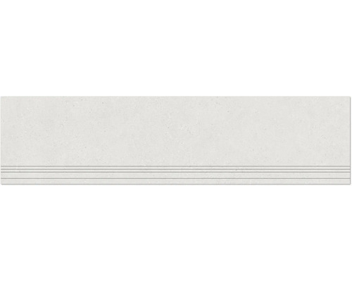 Feinsteinzeug Treppenstufe Alpen weiss matt BxLxS 29,8 cm x 120 cm x 0,9 cm Treppenfliese aus Feinsteinzeug mit Rillen