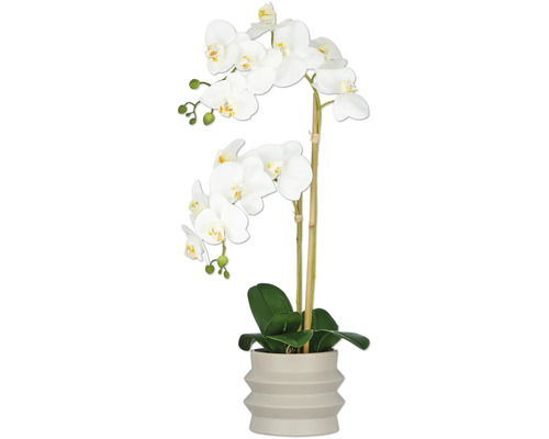 Kunstpflanze Phalaenopsis H 60 cm weiss Dekorative Orchidee im Topf