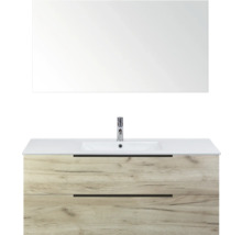 Waschtischkombination mit Spiegel, Waschbecken und Unterschrank mit zwei Schubladen