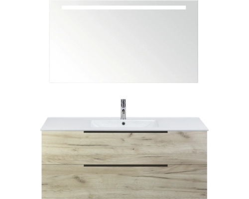 Waschtischkombination mit Spiegel und LED-Beleuchtung