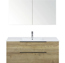 Ensemble de meubles de salle de bains avec lavabo, meuble bas avec deux tiroirs et armoire de toilette