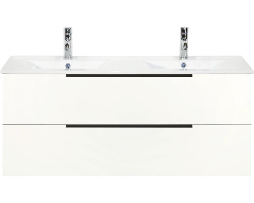 Meuble sous-vasque avec deux lavabos et deux tiroirs