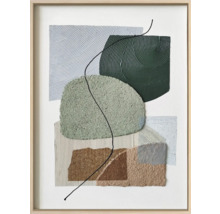 Gerahmtes Kunstwerk mit abstrakten Formen und Texturen