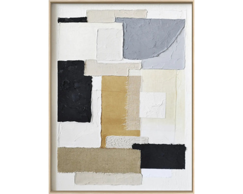 Abstraktes Wandbild mit geometrischen Formen und Texturen