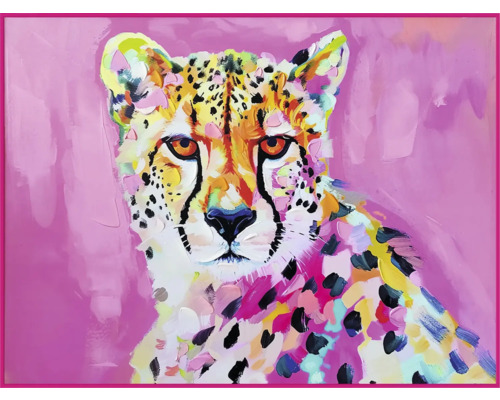 Originalbild gerahmt Gepard 80x60 cm Gemaltes Bild eines Geparden im Rahmen