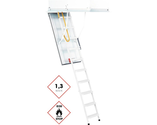Bodentreppe mit Wärmedämmwert 1,3 W/m²K und Feuerwiderstand EI30
