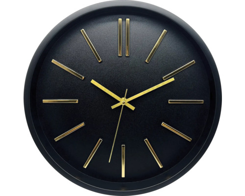 Horloge murale noir or Ø 35 cm Horloge murale noire avec aiguilles et repères dorés