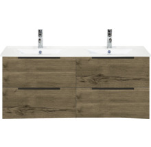 Meuble sous-lavabo avec quatre tiroirs et deux lavabos