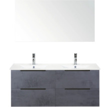 Meuble-lavabo avec double vasque, meuble bas avec tiroirs et miroir pour la salle de bain