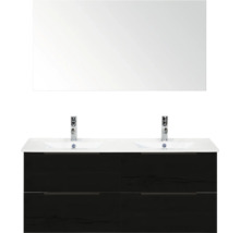 Waschtischkombination mit Spiegel und zwei Waschbecken