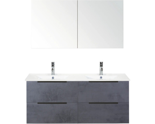 Doppelwaschtisch mit Unterschrank und Spiegelschrank für das Badezimmer