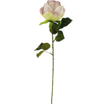 Rose artificielle unique avec feuilles et tige