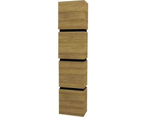 Armoire haute suspendue avec 4 portes et 3 tiroirs Devo Viva 2.0 gauche lxhxp 40x170x26 cm natural hickory