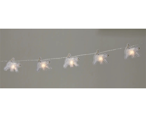 Guirlande lumineuse Lafiora ours 1,35 m 10 LED couleur de lumière blanc chaud avec minuteur 6 heures Guirlande lumineuse avec motifs d''ours polaires