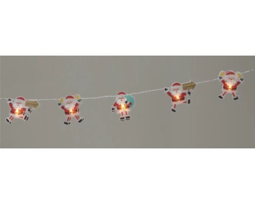 Guirlande lumineuse Lafiora Père Noël 1,35 m 10 LED couleur de lumière blanc chaud avec minuteur 6 heures Guirlande lumineuse avec motifs de Père Noël pour la décoration de Noël