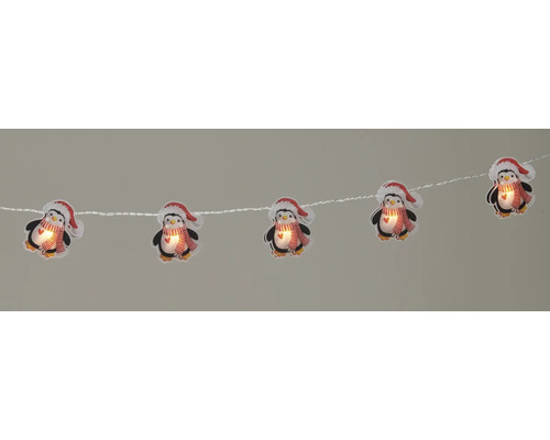 Guirlande lumineuse Lafiora pingouin 1,35 m 10 LED couleur de lumière blanc chaud avec minuteur 6 heures Guirlande lumineuse motifs pingouins avec bonnet et écharpe