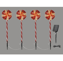 Viererpackung LED-Solarleuchten im Lutscherdesign mit Solarpanel und USB-Kabel