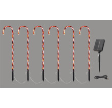 Six cannes en sucre avec panneau solaire pour décoration de Noël