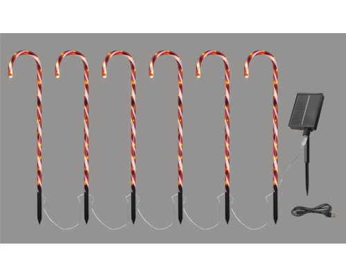 Six cannes en sucre avec panneau solaire pour décoration de Noël