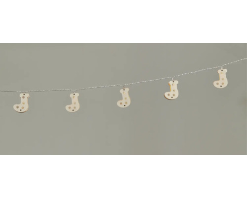 Lichterkette mit Socken aus Holz