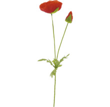 Coquelicot en plastique avec tige et feuilles