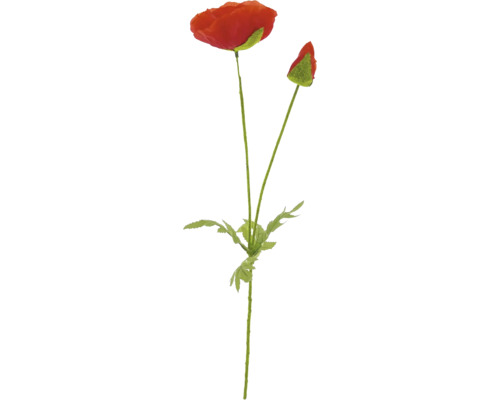 Coquelicot en plastique avec tige et feuilles