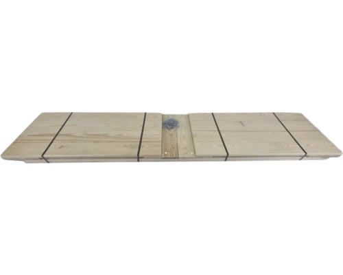 Holzplatte mit Schrauben und Umreifungsband