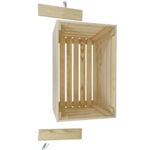 Caisse en bois avec planches séparées et vis pour le montage
