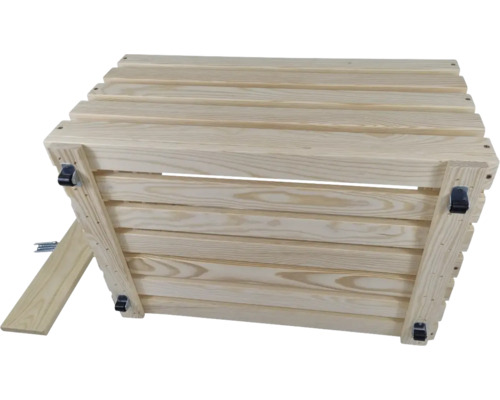 Banc à plantes en bois avec roulettes