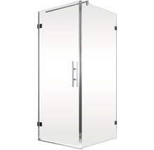 Cabine de douche d'angle avec verre transparent et poignée