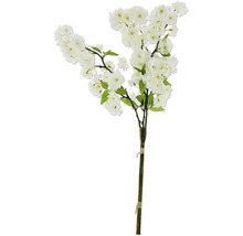 Branche de cerisier décorative avec fleurs blanches et feuilles vertes