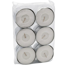 Bougies chauffe-plat dans un récipient en plastique transparent