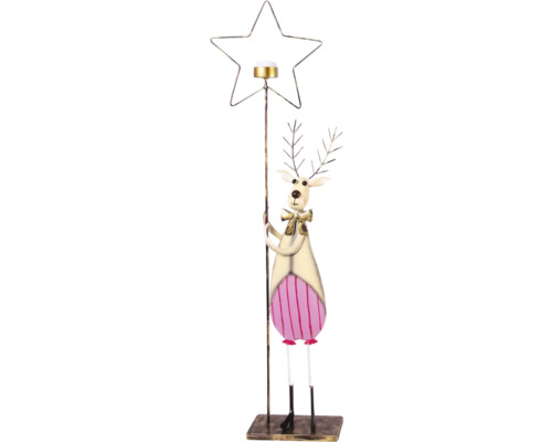 Figurine décorative de renne avec bougeoir en forme d''étoile