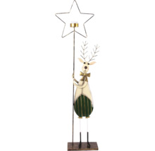 Figurine décorative en métal d''un renne avec une étoile et un bougeoir pour bougies chauffe-plat