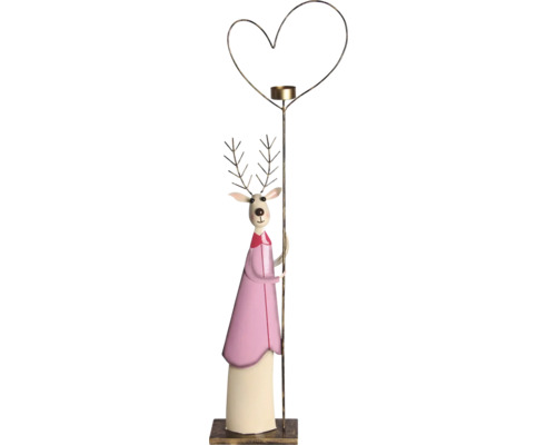 Figurine décorative de renne avec bougeoir en forme de cœur
