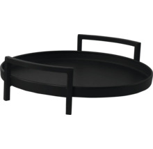 Plateau rond noir avec poignées