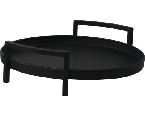 Plateau rond noir avec poignées