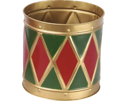 Cache-pot décoratif en métal avec motif losanges pour plantes