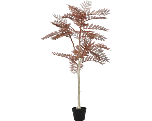 Arbre décoratif en plastique avec des feuilles brunes en pot