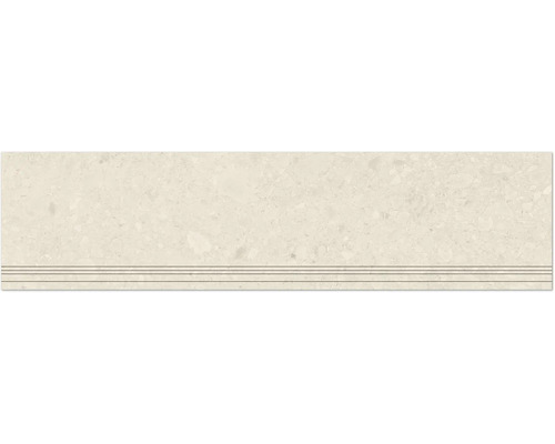 Marche d'escalier en grès cérame fin Donau beige L x l x P 29,8 cm x 120 cm x 0,9 cm Marche d'escalier en grès cérame fin Donau beige L x l x P 29,8 cm x 120 cm x 0,9 cm