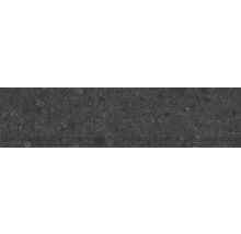 Vue détaillée d''une surface en pierre foncée avec une structure fine et quelques inclusions plus importantes.