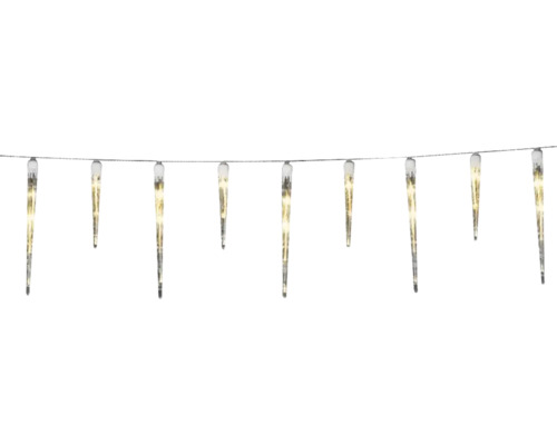 Guirlande rideau lumineux LED glaçons Konstsmide extérieur et intérieur 3,75 m + longueur de câble 10 m 24 LED couleur d'éclairage ambre à intensité lumineuse variable Guirlande lumineuse glaçons pour l''extérieur