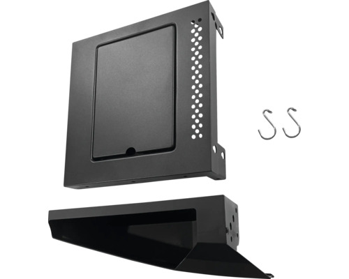 Kit d''accessoires pour barbecue comprenant une boîte de rangement avec couvercle, un support et deux crochets